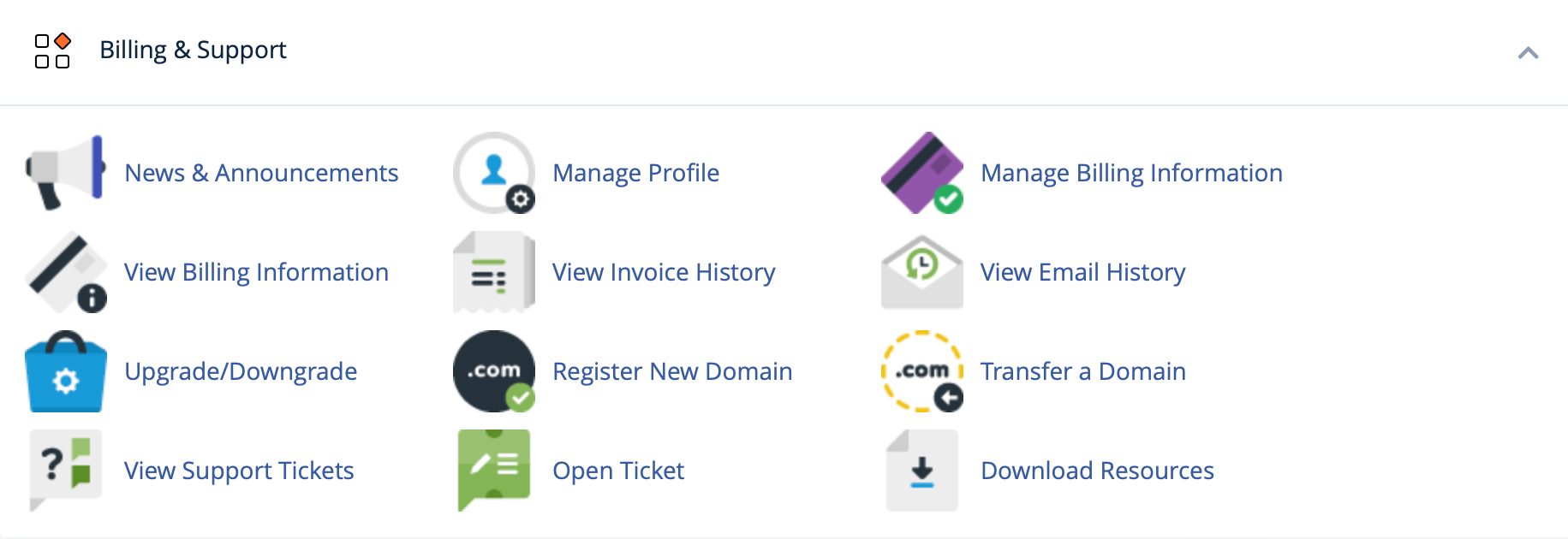Access all your billing and support directly from inside your cPanel