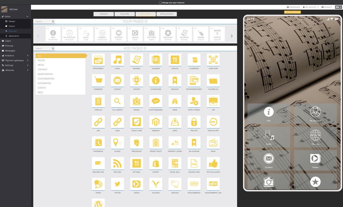 Features Screen